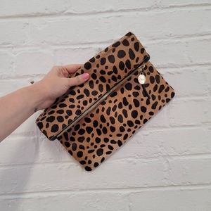 Brand new Clare V leopard clutch